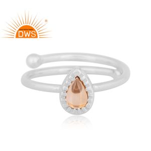 แหวนอัญมณีซิทรีนธรรมชาติปรับได้ดีไซน์ใหม่ - Product Image 2