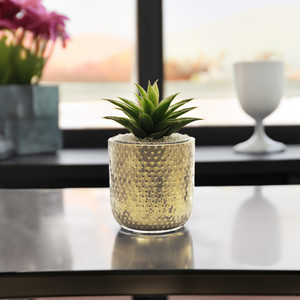 CUC8505SG - Large Antique Gold <b>Ceramic</b> <b>Pot</b> - 5.5 H - Product Image 2