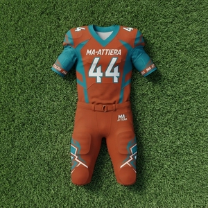 Custom Orange Teal American Football Jersey <b>Padded</b> <b>Pants</b> Set Team Uniform Sportswear Wholesale Manufacturer Supplier - Product Image 6
