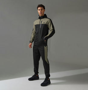 Custom <b>Men's</b> Two-Piece Streetwear Solid Polyester/Cotton Windbreaker Jacket Sport Tracksuit - Product Image 1