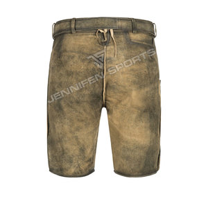 Herren หนังนิ่มหนังบาวาเรียผู้ชาย Lederhosen สั้นปุ่มแท้ปิดด้านหน้าเย็บปักถักร้อยกระเป๋าด้านข้างพร้อมห่วงเข็มขัด - Product Image 6