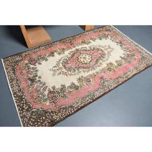 พรมขนแกะสไตล์ตุรกีวินเทจ4x6 'สีเบจสีน้ำตาลสไตล์คลาสสิกสี่เหลี่ยมผืนผ้าขนาดใหญ่พรมกำมะหยี่ปะต่อน้ำยางสำหรับห้องโถงห้อง - Product Image 2