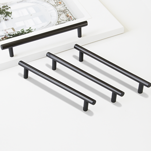 Modern Matte <b>Black</b> Iron Cabinet Handles Kitchen Drawer Pulls T Bar Wardrobe Door <b>Knobs</b> Furniture Hardware for Cupboard Office - Product Image 3