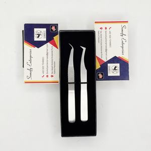 Pince à épiler d'extension de cils en acier inoxydable japonais de haute qualité professionnelle nouvelles formes ensemble Non magnétique argent mat denté - Product Image 5