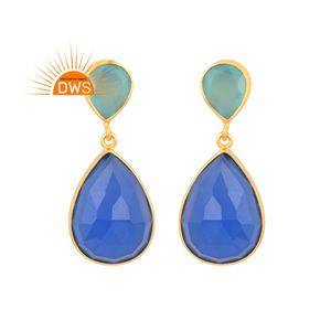 Meilleure vente en argent sterling plaqué or 18 carats boucles d'oreilles multi-pierres naturelles Demi bijoux fins pour femmes cadeau pour elle - Product Image 1