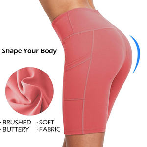 Pantalones cortos deportivos de motociclista de cintura alta para mujer Logotipo elástico Yoga Ciclismo Leggings Logotipo personalizado Tela al por mayor - Product Image 6