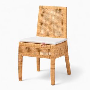 Silla de comedor de mimbre con cojín, sillón de ratán, silla Wishbone, silla de mimbre de comedor relajante sólida para muebles - Product Image 1