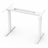 Bureau assis-debout électrique à double moteur 3 niveaux, cadre de table réglable en hauteur, ergonomique et stable pour le télétravail, pieds blancs