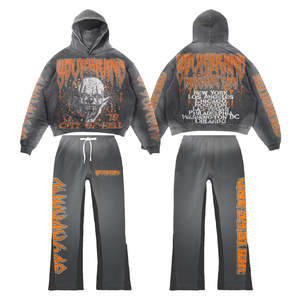 Ensemble streetwear sweat-shirt et pantalon de jogging en coton 100% 500GSM lourd délavé à l'acide - Product Image 6