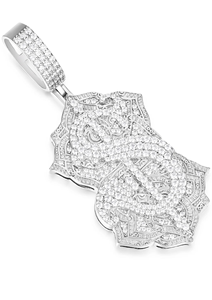 Pendentif en forme de dollar de style vintage opulent plaqué or 14 carats et rhodium avec pierres en moissanite VVS, cadeau - Product Image 4