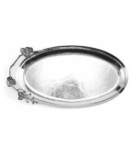 Plateau de service en métal de conception fantaisie avec poignée plateau de forme ronde de bonne qualité de la vente chaude de l'Inde - Product Image 1