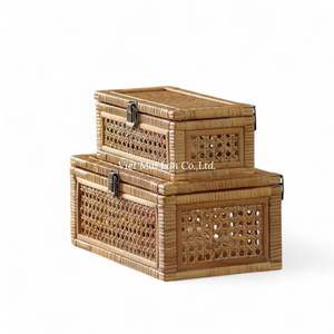 Natural Woven <b>Rattan</b> Bohemian Style Multifunctional <b>Storage</b> <b>Box</b> Handmade Vietnam for Organizing Household Items Eco Friendly - Product Image 2