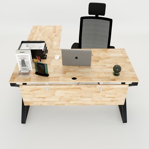 Bureau en L XConcept HBXC016 140x150mm, design minimaliste moderne, acier inoxydable, assemblage requis pour le mobilier de bureau - Product Image 2