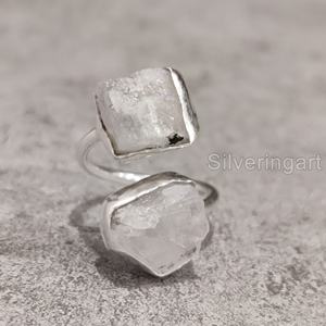 Joyería de piedra en bruto, anillo de mujer, piedra lunar arcoíris Natural, piedra preciosa, piedra natal de junio, joyería de piedra doble, anillo de Plata de Ley 925 - Product Image 1