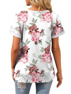 100% Poly Sublimation V-Neck T-Shirts pour femmes Ladies' Brand Plain Plus Size Blouses et chemises - Product Image 3