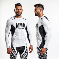 Haut de compression respirant et léger pour hommes, idéal pour la natation, le surf et le MMA, en Spandex/Polyester, à manches longues, anti-transpiration