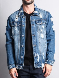 Chaquetas vaqueras lavadas de alta calidad para hombre, Chaquetas vaqueras desgastadas transpirables personalizadas para hombre, chaqueta elegante de algodón 100% para hombre - Product Image 4