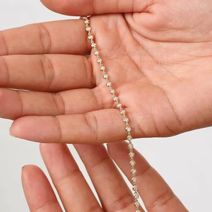 2.50 MM Round Cut Moissanite Diamond <b>Bracelet</b>, 18K <b>Gold</b> Plated Bezel Set <b>Bracelet</b> for Christmas Gift - Product Image 1