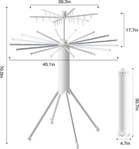 Giá phơi quần áo bằng kim loại cầm tay có thể gập lại bốn chân với hợp kim nhôm 5 lớp xây dựng ban công màu trắng sử dụng giá thấp - Product Image 5