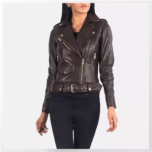 Chaqueta occidental con flecos de cuero de vaca de manga larga con cuentas de moda de estilo americano vaquera abrigo occidental de cuero marrón para mujer - Product Image 5