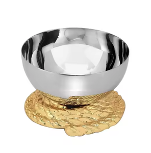 Maravillosos cuencos para servir chocolate de forma redonda Material de metal de color plateado y dorado altamente decorativo para servir - Product Image 2