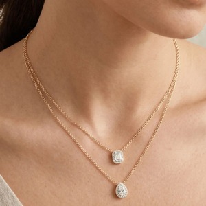 สร้อยคอเพชรเลี้ยงในห้องปฏิบัติการแบบหลายชั้น ทองคำ 18K สีเหลือง จี้เพชรเลี้ยงในห้องปฏิบัติการรูปทรงลูกแพร์สำหรับผู้หญิง สร้อยคอจี้เพชรเลี้ยงในห้องปฏิบัติการแบบสั่งทำพิเศษสำหรับผู้หญิง - Product Image 1
