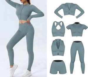 2025 Offres Spéciales ensembles de yoga de fitness pour femmes équipement d'entraînement de couleur unie avec logo personnalisé - Product Image 3