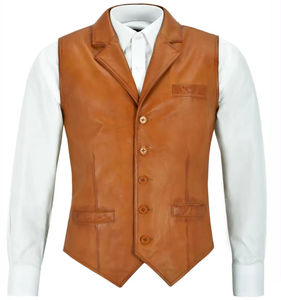 Custom Made Hot Selling Men's Formal Waterproof Motorbike Leather Vest Premium Stylish Breathable Outerwear - Product Image 1