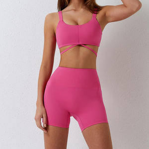 Ensemble de vêtements de sport pour femmes, coupe classique, respirant, fitness, ensemble de shorts 2 pièces, spandex/polyester, séchage rapide, respectueux de l'environnement - Product Image 1