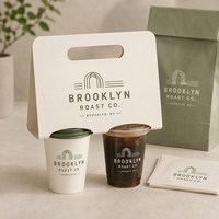 Support à 2 gobelets personnalisé AT PACK avec logo pour les cafés, solution d'emballage pour les boissons à emporter