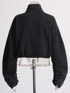 New Stylish Designer Winter <b>Denim</b> <b>Jackets</b> <b>Men</b> Coats Patchwork Stand Collar Long Sleeve Spliced Drawstring Front Streetwear Coat - Product Image 4