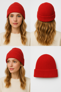 Bonnets unisexes rouges grande taille, Streetwear confortable et durable avec logo imprimé personnalisé | Bonnets d'hiver OEM - Product Image 4