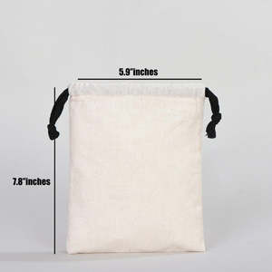 Organic Cotton <b>Drawstring</b> Fabric <b>Pouch</b> 6W X 8H-Black with Embroidered Logo Use for Bracelets Wallet Watch Dust or Packaging - Product Image 2