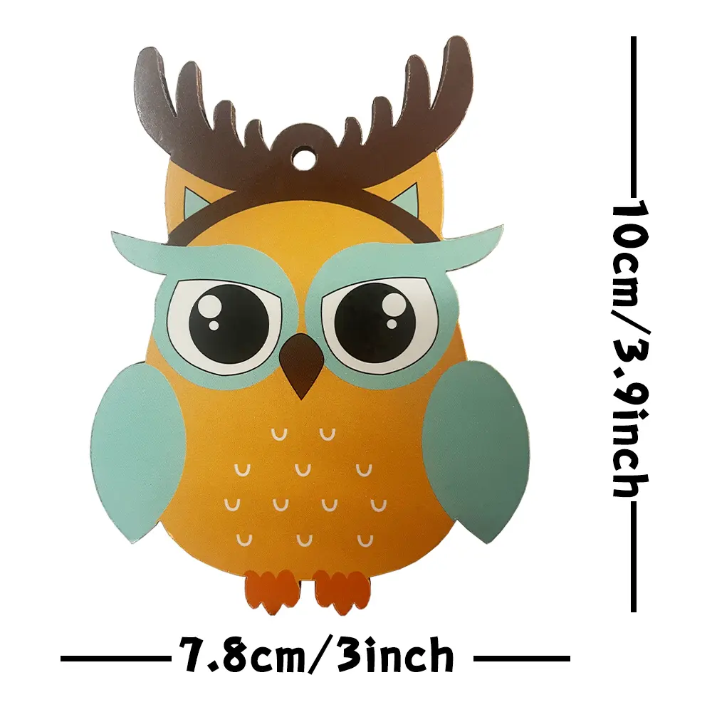 Hibou de Noël Morandi couleur assortie placage en bois petit pendentif ensemble de trois pièces