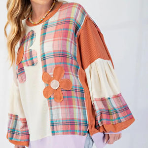 Personnaliser Tissu Mixte Top Daisy Patches Pull pour Femme Hiver - Product Image 3