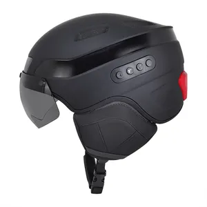 Casco de bicicleta inteligente con Bluetooth y cámara integrada, cascos LED recargables por USB con Visor desmontable