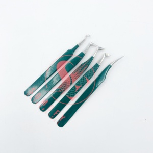 Dark Green Nano Technology Stainless Steel <b>Eyelash</b> Extension Tweezers Silver Fiber Tip Volume <b>Application</b> Sustainable Use - Product Image 3