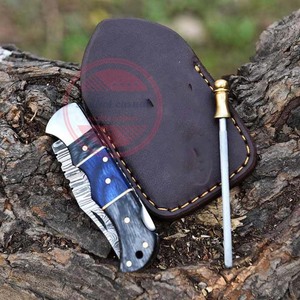 Venta caliente Cuchillos de bolsillo plegables de acero de Damasco con mango de madera - Product Image 6