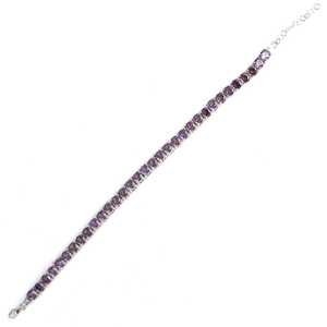 925 Sterling Silver Round Channel Set Amethyst Crystal Stone Elegant <b>Bangle</b> <b>Bracelet</b> for Everyday Wear - Product Image 3