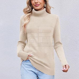 Sudadera de cuello alto para mujer, suéter suave de manga larga, top informal, ropa transpirable a la moda para viajes y uso diario - Product Image 3