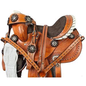 Venta al por mayor de monturas de carreras de barril de cuero genuino hecho a mano de primera calidad, monturas de caballo occidentales, monturas de rodeo a granel, tachuelas de vaquero duraderas - Product Image 4