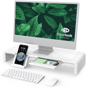 Support d'écran pliable et réglable en hauteur, étagère de bureau pour ordinateur avec tiroir de rangement et support pour <span class=keywords><strong>tablette</strong></span> - Product Image 1
