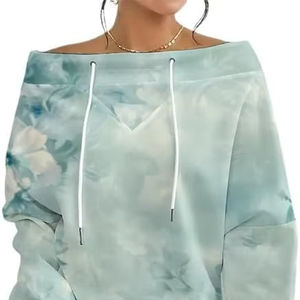 Sudadera Holgada Informal con Estampado Gráfico de Moda para Mujer, Sudadera con Capucha Floral, Sudadera de Manga Larga Extra Grande - Product Image 1