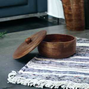 Venta caliente de lujo antiguo Vintage Mango madera ensalada fruta servir tazón marrón Natural tapa ecológica para juego de vajilla de cocina - Product Image 2
