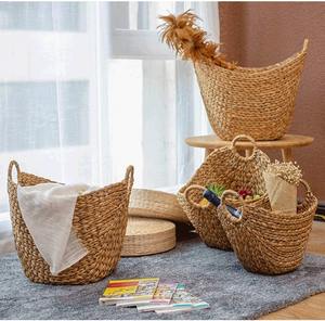 Fabricante de Vietnam, cesta de almacenamiento de jacinto de agua, cesta de paja para la colada, almacenamiento tejido a mano con asas, cesta hecha a mano para el hogar - Product Image 5