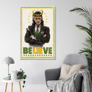 Póster de Loki de Tom Hiddleston, diseño moderno, arte de pared en lienzo, concepto 'Believe' - Product Image 1