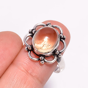 Anillo de Plata de Ley 925 con Gemas de Rubí, Clásico, Unisex, para Boda, Compromiso o Aniversario, con Gema de Citrino de Corte Ovalado - Product Image 3