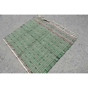 Vert Blanc Classique Vintage Tapis Turc 4.8ft X 4.2ft Laine Matériel Latex Support Patchwork Jacquard Armure Couloir Rectangulaire - Product Image 2