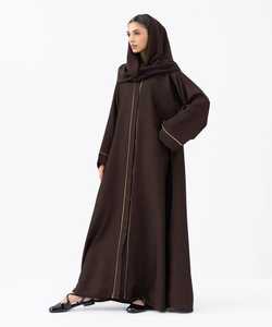 Nouvelles robes Abaya de luxe Dubaï 2025, à devant ouvert, pour femmes, vêtements islamiques modestes en polyester 2 pièces pour l'été - Product Image 4