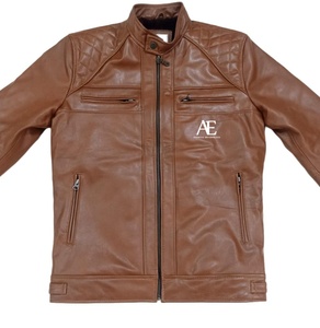 Chaquetas de cuero genuino marrón Vintage para hombre, chaquetas clásicas de estilo motorista de alta calidad para exteriores, senderismo, aspecto real, para hombre - Product Image 1